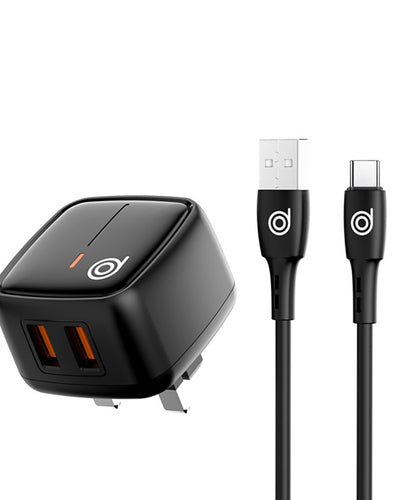 Cheetah1 12W Dual USB-A Wall Charger + USB-A to Type-C Cable - digifon